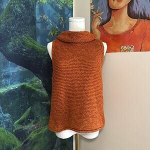 pilcro burnt orange sleeveless knit cowl neck sweater top lp